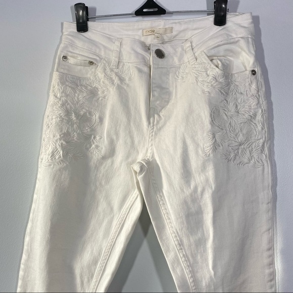 MAJE Embroidered Flowers White Jeans size 24 XS - Picture 8 of 9